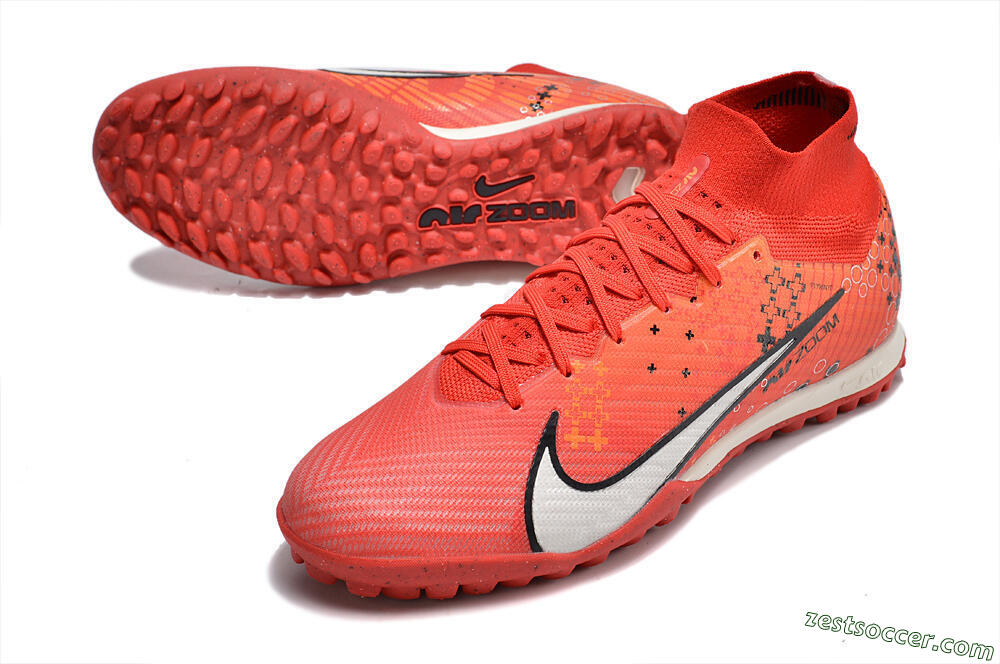 Nike Air Zoom Mercurial Superfly 9 Elite TF High-Tops Soccer Shoes - Red/White/Black 3