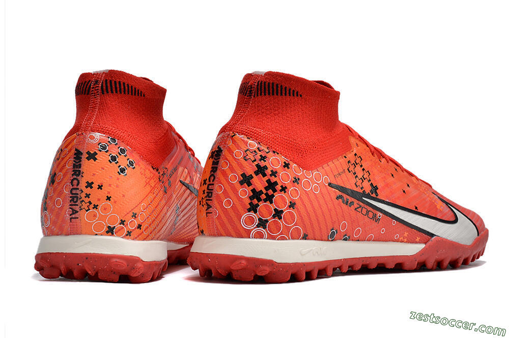 Nike Air Zoom Mercurial Superfly 9 Elite TF High-Tops Soccer Shoes - Red/White/Black 6