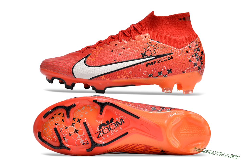 Nike Air Zoom Mercurial Superfly 9 Elite FG High-Tops Soccer Cleats - Orange/White/Black 1