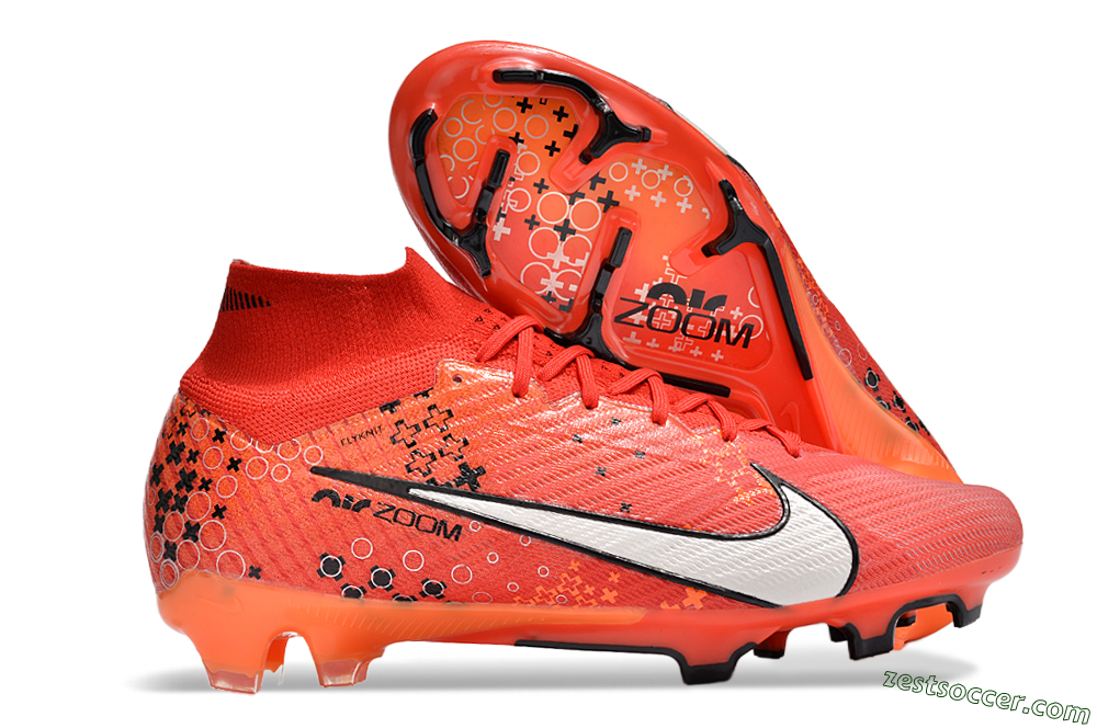 Nike Air Zoom Mercurial Superfly 9 Elite FG High-Tops Soccer Cleats - Orange/White/Black 0