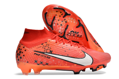 Nike Air Zoom Mercurial Superfly 9 Elite FG High-Tops Soccer Cleats - Orange/White/Black