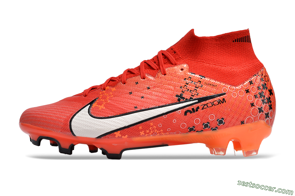 Nike Air Zoom Mercurial Superfly 9 Elite FG High-Tops Soccer Cleats - Orange/White/Black 2