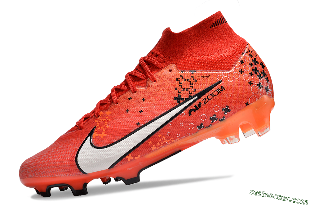 Nike Air Zoom Mercurial Superfly 9 Elite FG High-Tops Soccer Cleats - Orange/White/Black 5