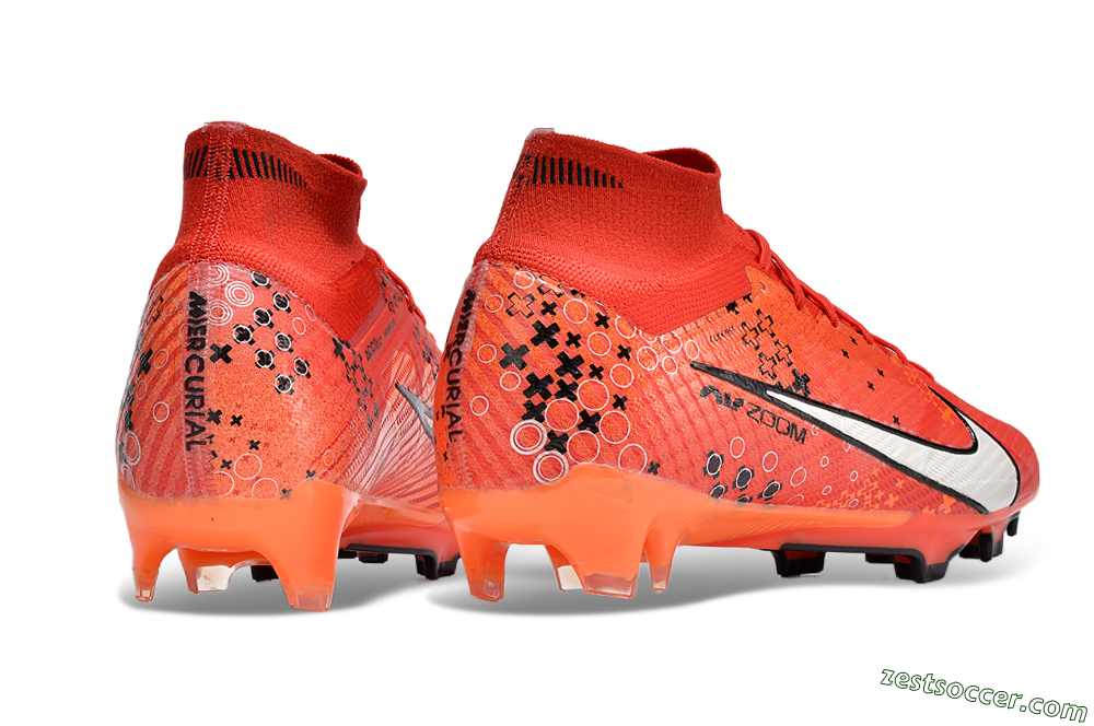 Nike Air Zoom Mercurial Superfly 9 Elite FG High-Tops Soccer Cleats - Orange/White/Black 6