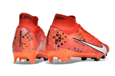Nike Air Zoom Mercurial Superfly 9 Elite FG High-Tops Soccer Cleats - Orange/White/Black