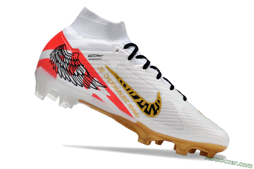 Nike Air Zoom Mercurial Superfly 9 Elite FG High-Tops Soccer Cleats - White/Gold/Black/Red 4