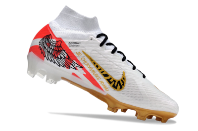 Nike Air Zoom Mercurial Superfly 9 Elite FG High-Tops Soccer Cleats - White/Gold/Black/Red