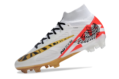 Nike Air Zoom Mercurial Superfly 9 Elite FG High-Tops Soccer Cleats - White/Gold/Black/Red
