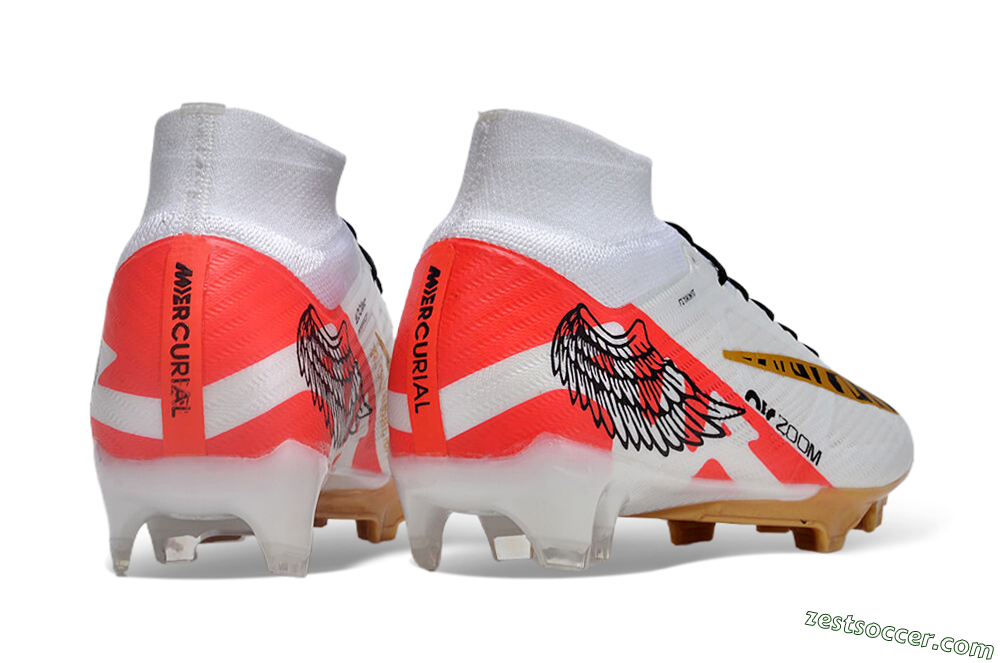 Nike Air Zoom Mercurial Superfly 9 Elite FG High-Tops Soccer Cleats - White/Gold/Black/Red 6