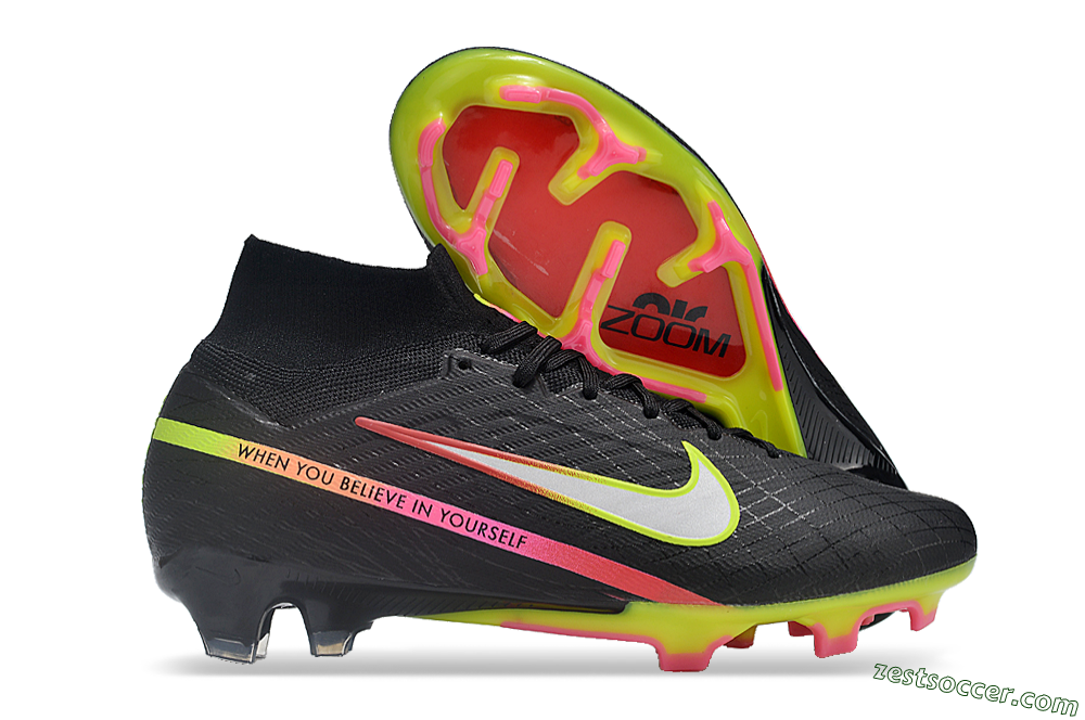 Nike Air Zoom Mercurial Superfly 9 Elite FG High-Tops Soccer Cleats - Black/Silver/Green/Red 0