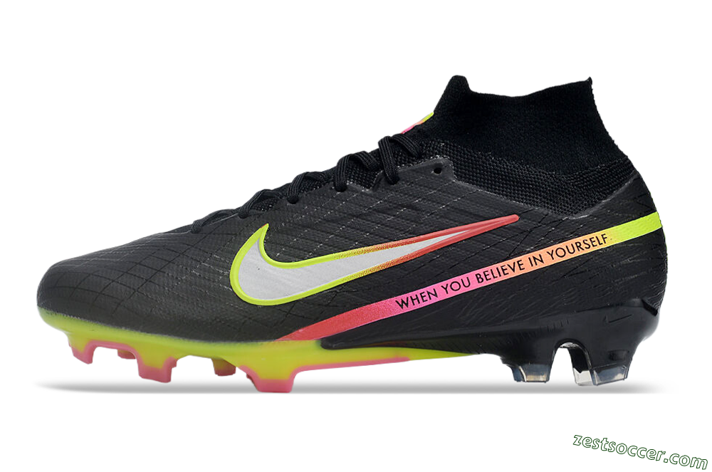 Nike Air Zoom Mercurial Superfly 9 Elite FG High-Tops Soccer Cleats - Black/Silver/Green/Red 2