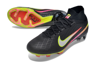 Nike Air Zoom Mercurial Superfly 9 Elite FG High-Tops Soccer Cleats - Black/Silver/Green/Red