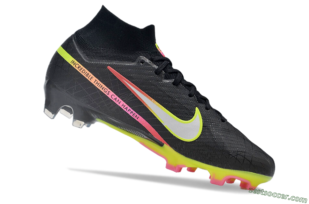 Nike Air Zoom Mercurial Superfly 9 Elite FG High-Tops Soccer Cleats - Black/Silver/Green/Red 4