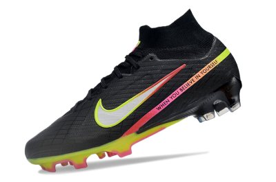 Nike Air Zoom Mercurial Superfly 9 Elite FG High-Tops Soccer Cleats - Black/Silver/Green/Red