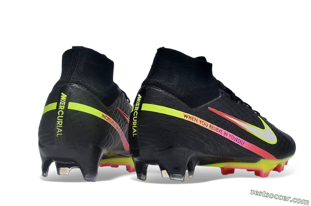 Nike Air Zoom Mercurial Superfly 9 Elite FG High-Tops Soccer Cleats - Black/Silver/Green/Red 6