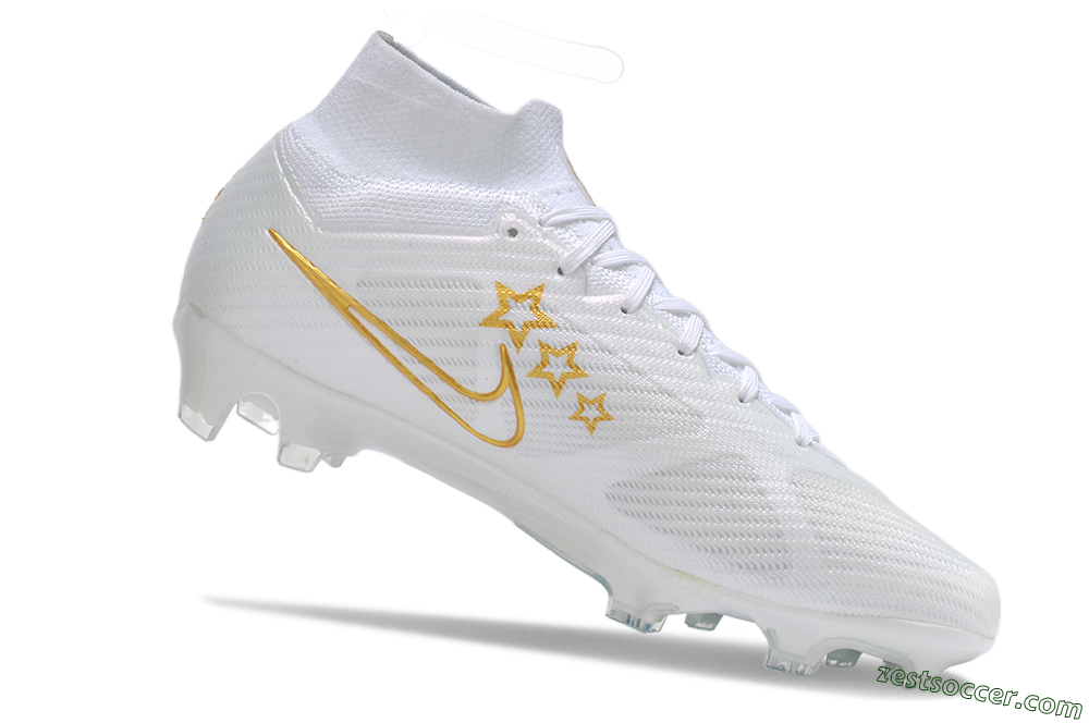 Nike Air Zoom Mercurial Superfly 9 Elite FG High-Tops Soccer Cleats - White/Blue/Gold 4