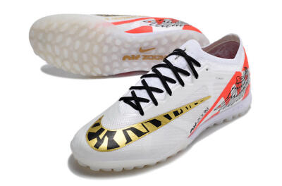 Nike Air Zoom Mercurial Vapor 15 Elite TF Low-Tops Soccer Shoes - White/Red/Gold