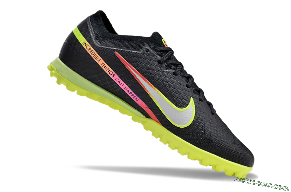 Nike Air Zoom Mercurial Vapor 15 Elite TF Low-Tops Soccer Shoes - Black/Silver/Green/Red 4