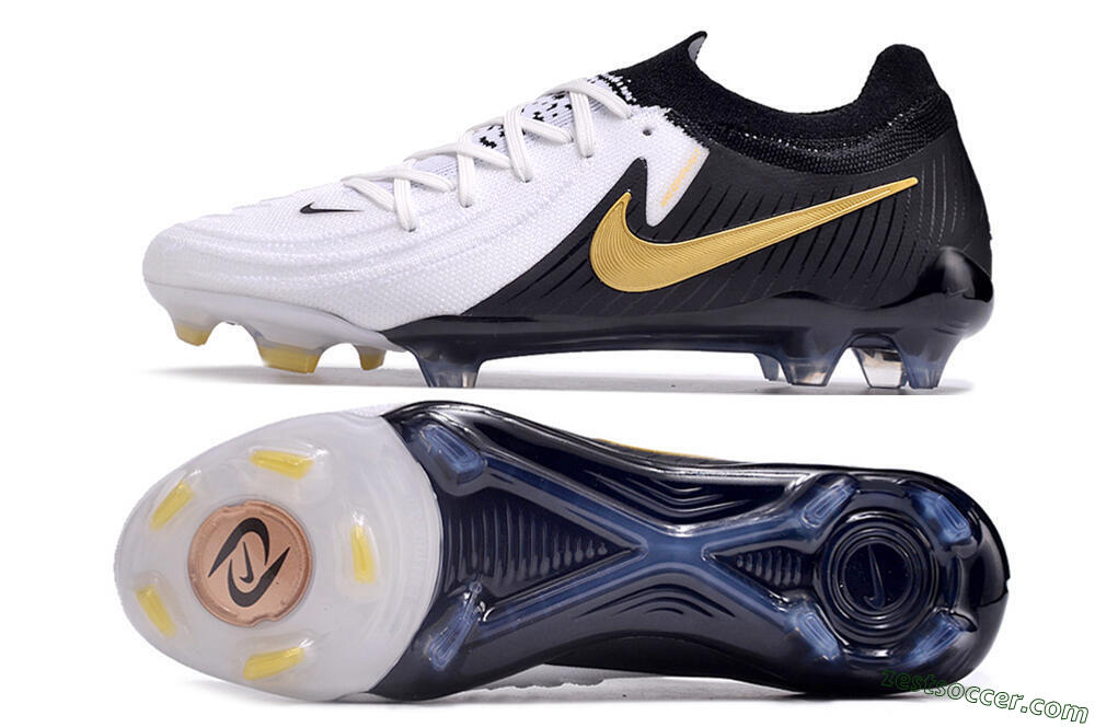 Nike Phantom Luna Elite Low FG Low-Tops Soccer Cleats - White/Black/Gold 1