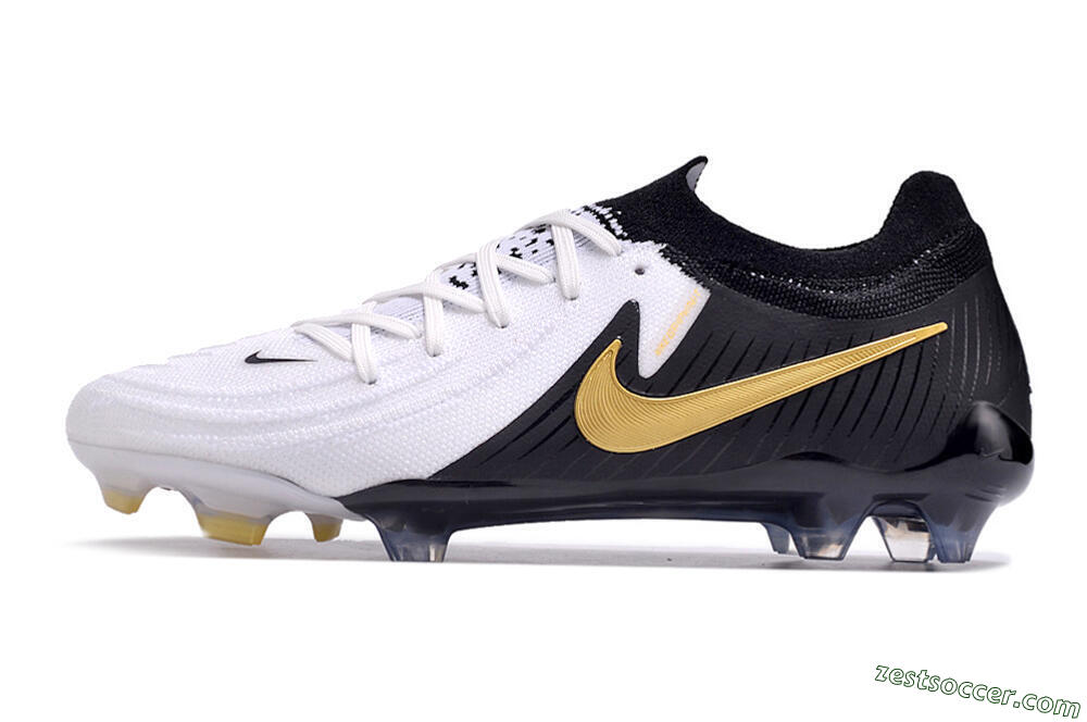 Nike Phantom Luna Elite Low FG Low-Tops Soccer Cleats - White/Black/Gold 2