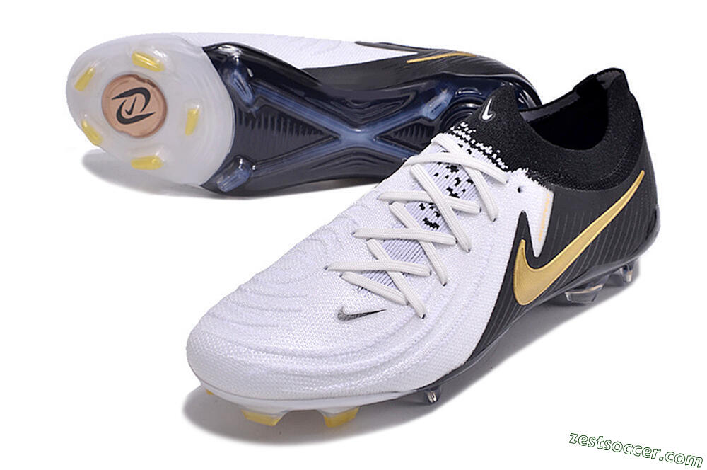 Nike Phantom Luna Elite Low FG Low-Tops Soccer Cleats - White/Black/Gold 3