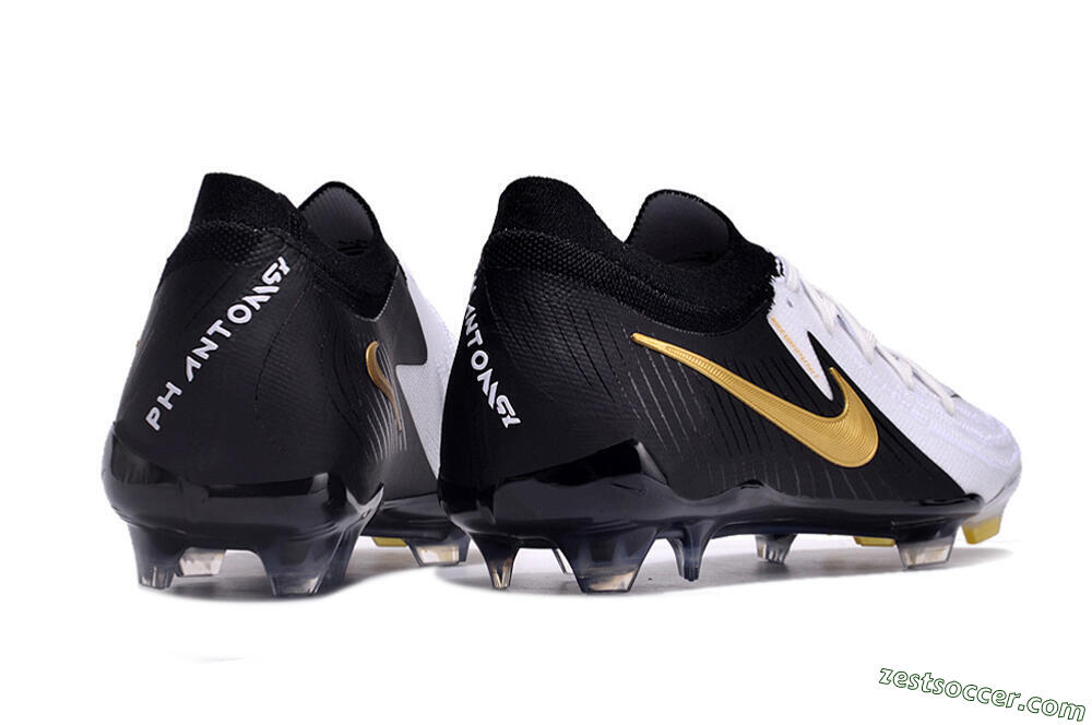 Nike Phantom Luna Elite Low FG Low-Tops Soccer Cleats - White/Black/Gold 6