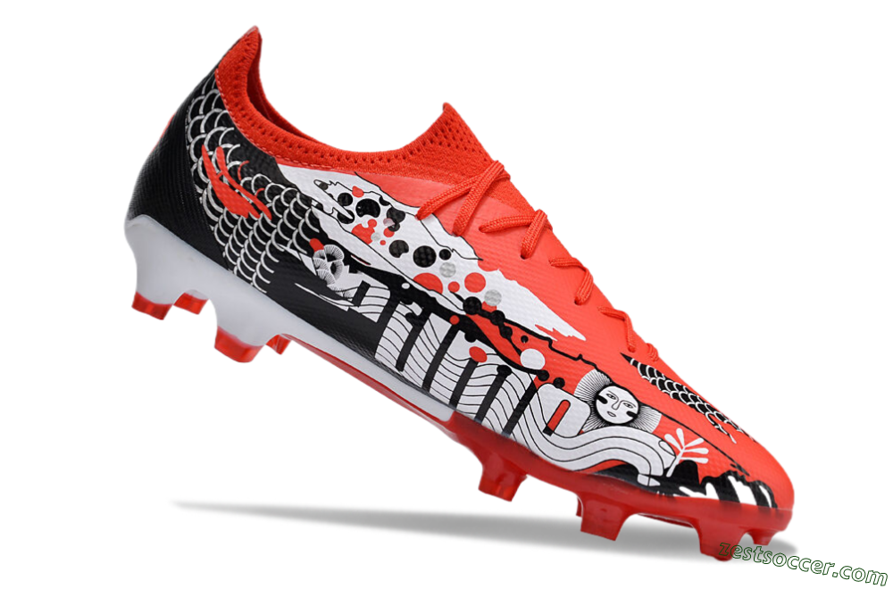 Puma Ultra Ultimate FG Low-Tops Soccer Cleats - Red/White/Black 4