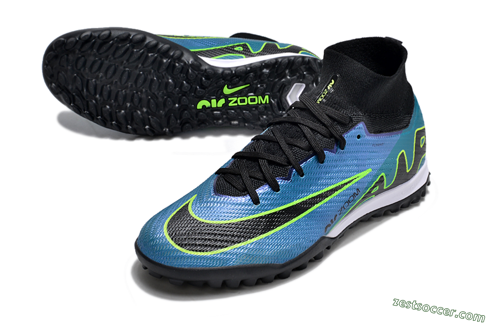 Nike Air Zoom Mercurial Superfly 9 Elite TF High-Tops Soccer Shoes - Blue/Yellow/Black 3