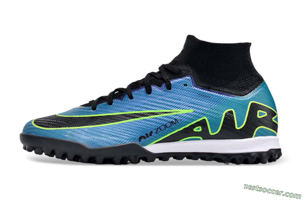 Nike Air Zoom Mercurial Superfly 9 Elite TF High-Tops Soccer Shoes - Blue/Yellow/Black 2