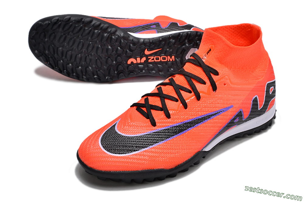 Nike Air Zoom Mercurial Superfly 9 Elite TF High-Tops Soccer Shoes - Red/Purple/Black 3
