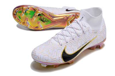 Nike Air Zoom Mercurial Superfly 9 Elite FG High-Tops Soccer Cleats - White/Black/Gold