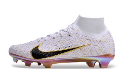 Nike Air Zoom Mercurial Superfly 9 Elite FG High-Tops Soccer Cleats - White/Black/Gold