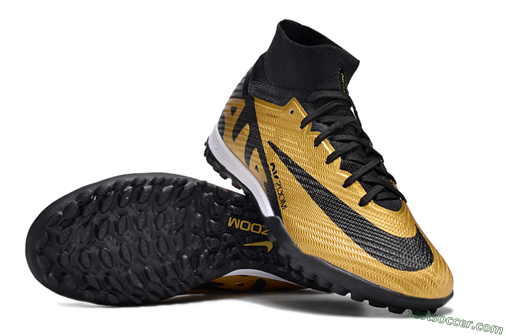 Nike Air Zoom Mercurial Superfly 9 Elite TF High-Tops Soccer Shoes - Gold/Black/White 1