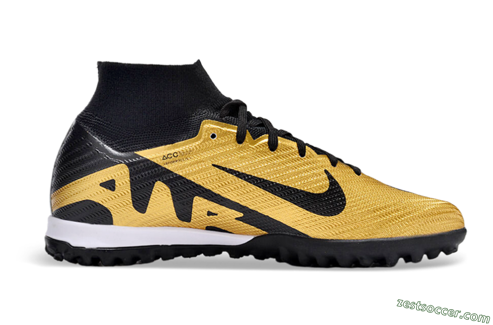 Nike Air Zoom Mercurial Superfly 9 Elite TF High-Tops Soccer Shoes - Gold/Black/White 4