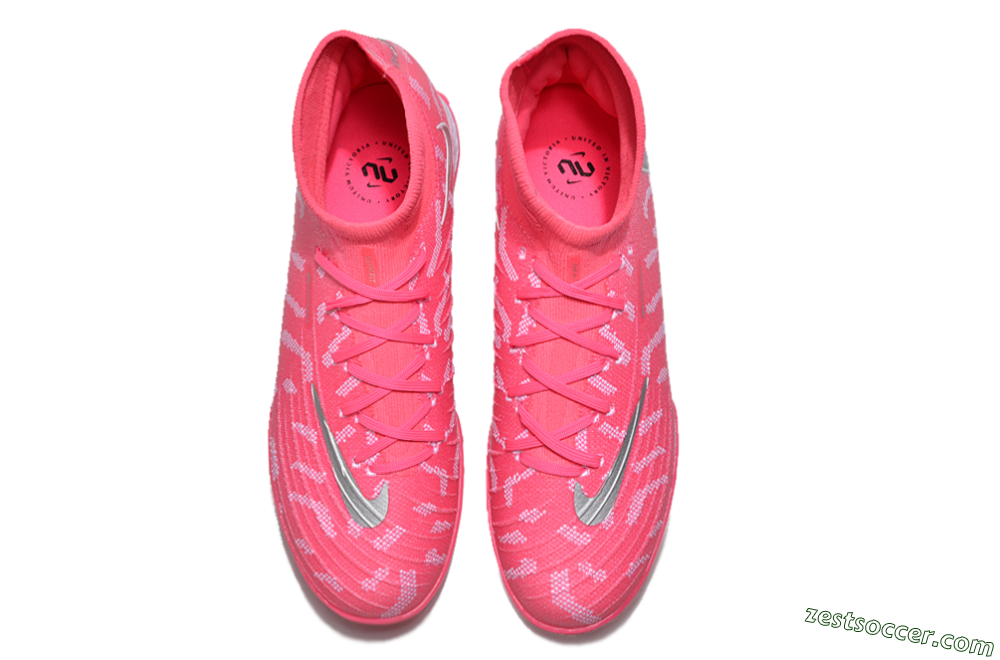 Nike Phantom Luna 2 Elite TF High-Tops Soccer Shoes - Pink/Silver/White 6