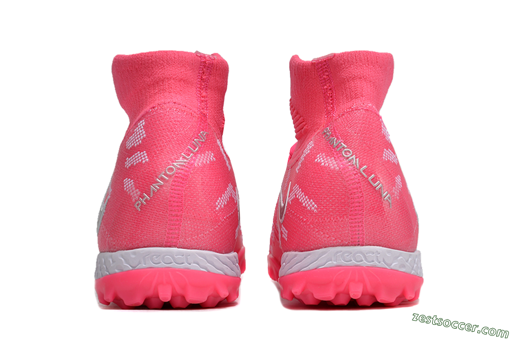 Nike Phantom Luna 2 Elite TF High-Tops Soccer Shoes - Pink/Silver/White 5