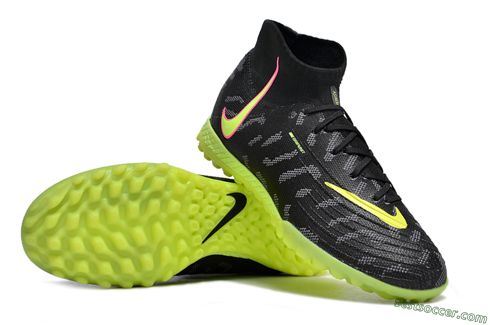 Nike Phantom Luna 2 Elite TF High-Tops Soccer Shoes - Black/Yellow/Pink 3