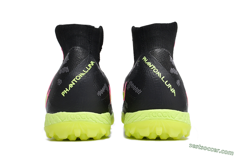 Nike Phantom Luna 2 Elite TF High-Tops Soccer Shoes - Black/Yellow/Pink 4