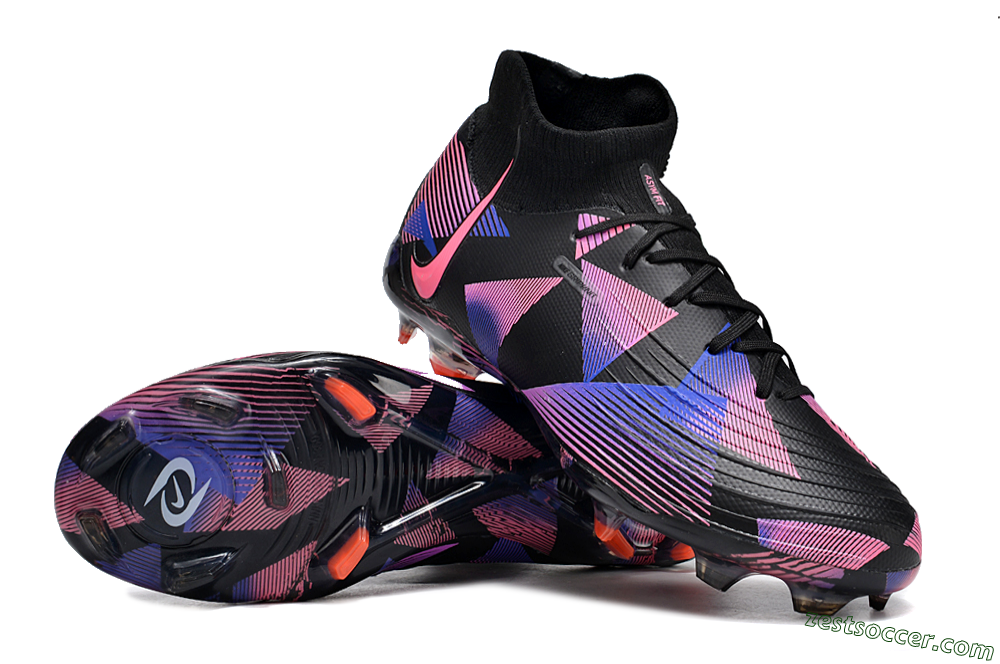 Nike Phantom Luna Elite FG High-Tops Soccer Cleats - Black/Pink/Blue/Orange 3