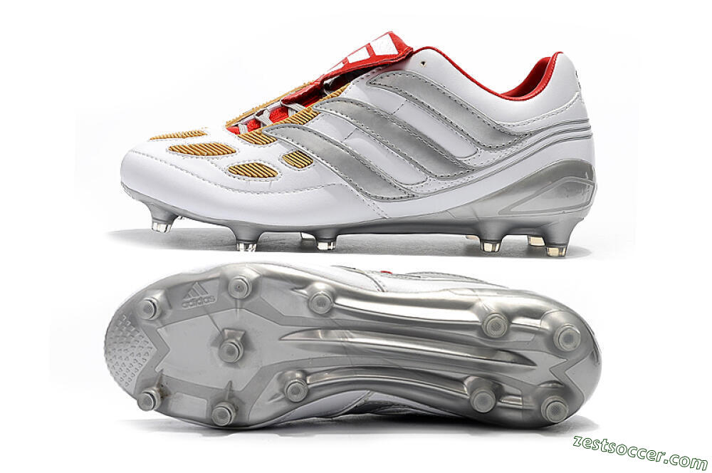 Adidas Predator Precision FG Low-Tops Soccer Cleats - White/Grey/Yellow 1