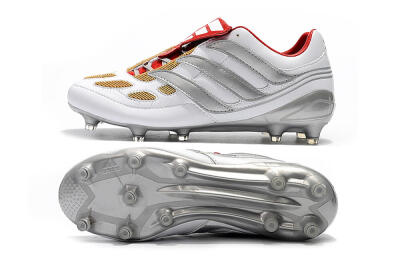 Adidas Predator Precision FG Low-Tops Soccer Cleats - White/Grey/Yellow
