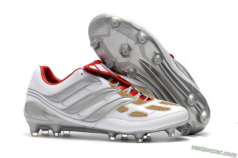 Adidas Predator Precision FG Low-Tops Soccer Cleats - White/Grey/Yellow 0