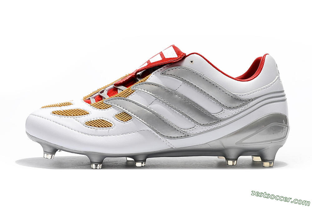 Adidas Predator Precision FG Low-Tops Soccer Cleats - White/Grey/Yellow 2