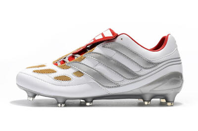 Adidas Predator Precision FG Low-Tops Soccer Cleats - White/Grey/Yellow