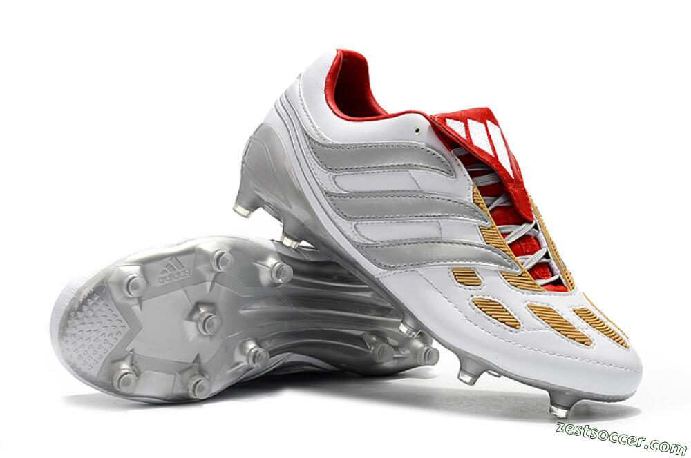 Adidas Predator Precision FG Low-Tops Soccer Cleats - White/Grey/Yellow 4