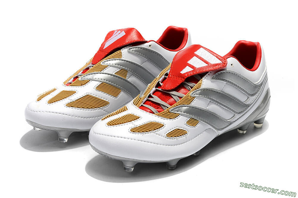 Adidas Predator Precision FG Low-Tops Soccer Cleats - White/Grey/Yellow 5