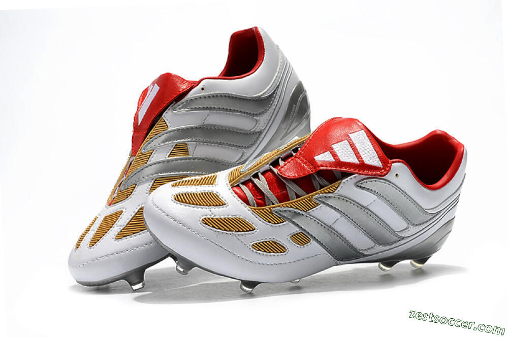 Adidas Predator Precision FG Low-Tops Soccer Cleats - White/Grey/Yellow 6