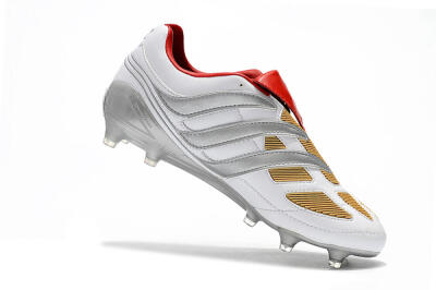 Adidas Predator Precision FG Low-Tops Soccer Cleats - White/Grey/Yellow