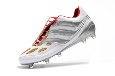 Adidas Predator Precision FG Low-Tops Soccer Cleats - White/Grey/Yellow