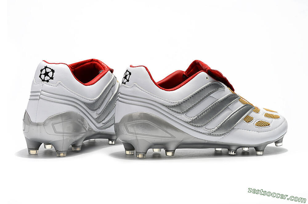 Adidas Predator Precision FG Low-Tops Soccer Cleats - White/Grey/Yellow 9